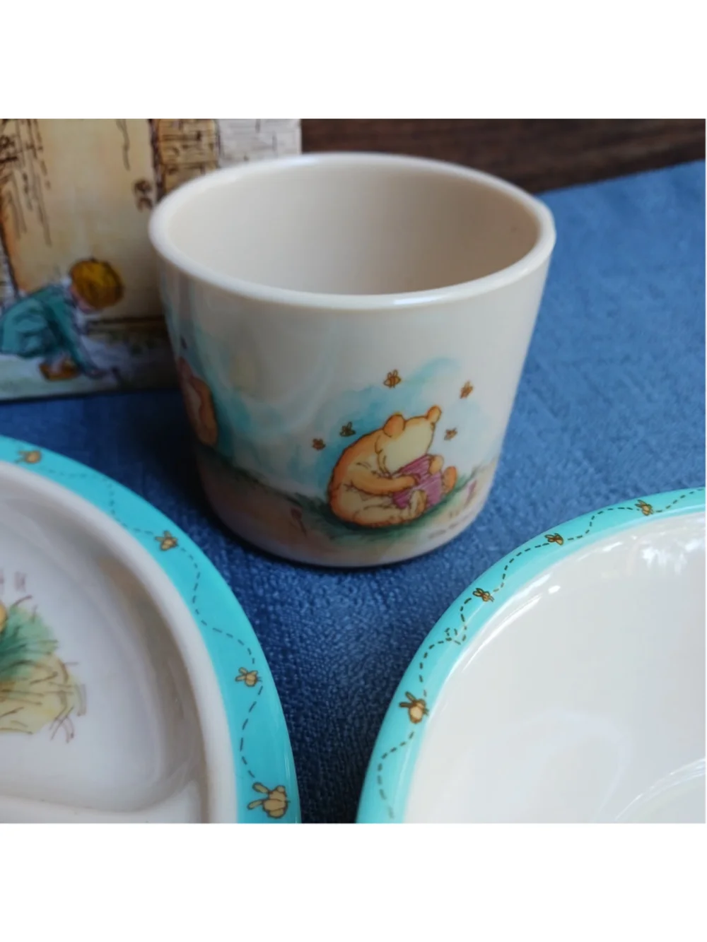 VTG Disney Winnie the Pooh Melamine Dish Set W/ Bowl, Cup, Plate, SPOON , Fork